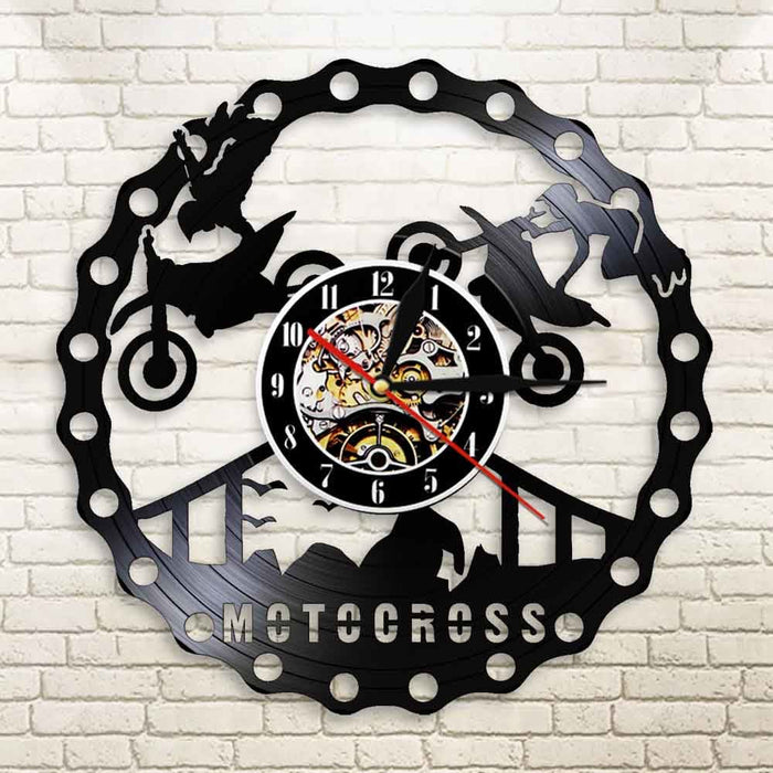 Motocross Racing Brappp Decor Modern Led Vinyl Record Wall
