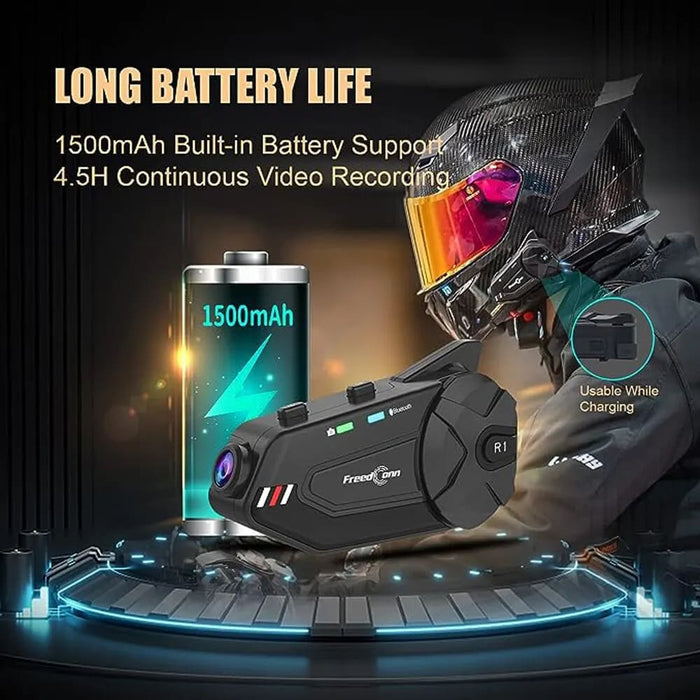 Motorcycle Intercom Helmet Dash Cam With Tooth