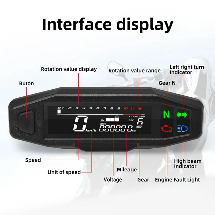 Motorcycle Speedometer With Led Display