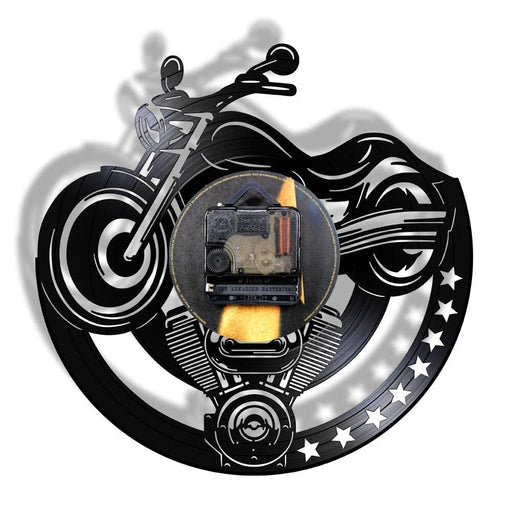 Motorcycle Vinyl Record Led Wall Clock Garage Unique Art