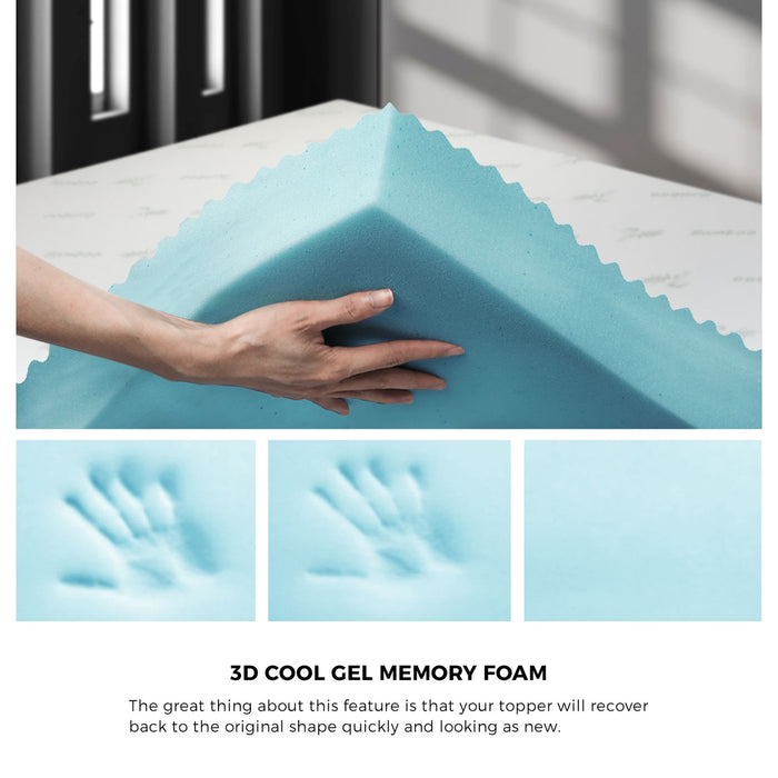 Memory Foam Mattress Topper Cool Gel Bed Pad Mat 7-Zone Underlay 5 / 8Cm