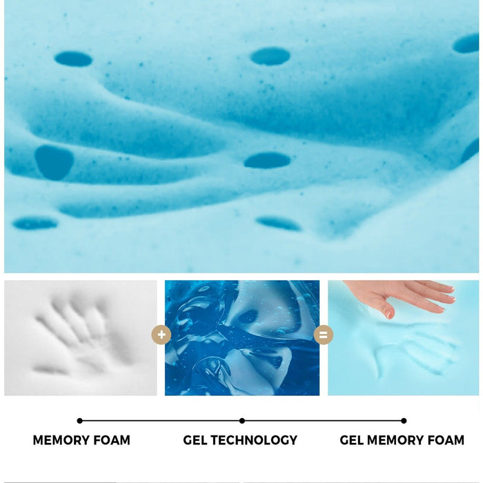 Memory Foam Mattress Topper Reversible Cool Gel Bed Mat 10Cm King