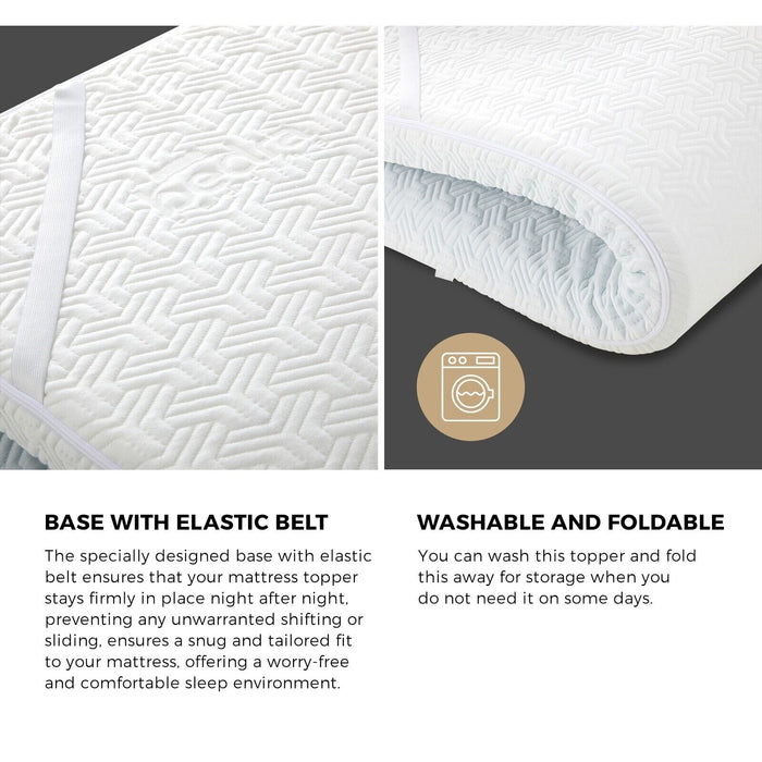Memory Foam Mattress Topper Reversible Cool Gel Bed Mat 10Cm King