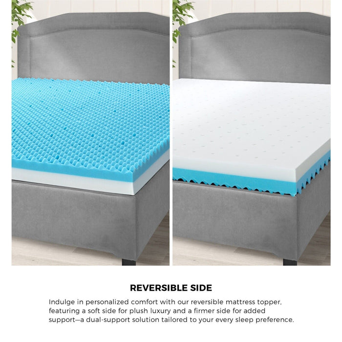 Memory Foam Mattress Topper Reversible Cool Gel Bed Mat 10Cm Queen