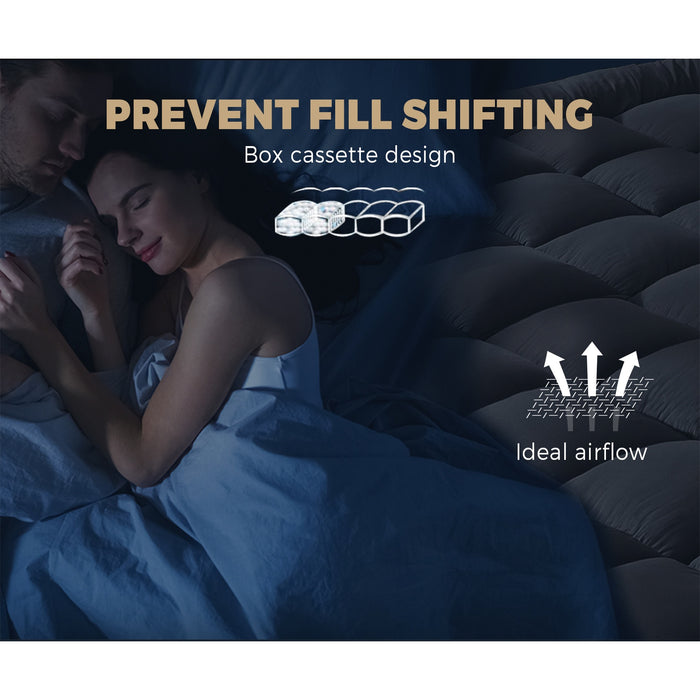 Bamboo Charcoal Pillowtop Mattress Topper Protector Cover King