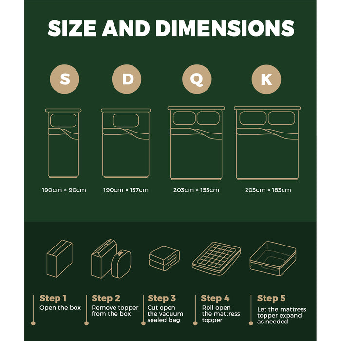 Mattress Protector Bamboo Charcoal Pillowtop Topper Cover 1000Gsm All Size