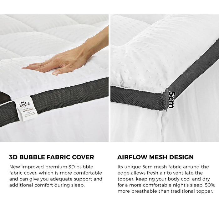 Mattress Topper Luxury Pillowtop Airflow Mesh Bed Protector Mat 5Cm King