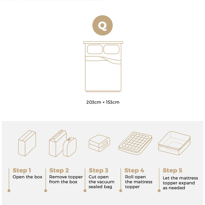 Mattress Topper Luxury Pillowtop Airflow Mesh Bed Protector Mat 5Cm Queen