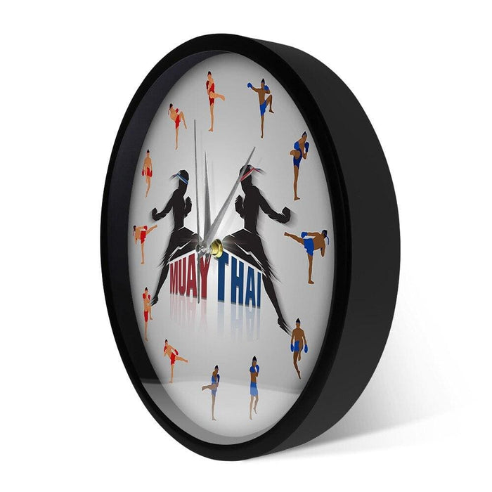 Muay Thai Job Art Modern Silent Wall Clock Boxing Fighting