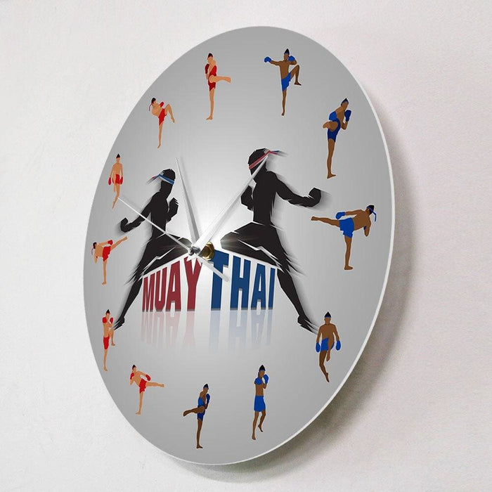Muay Thai Job Art Modern Silent Wall Clock Boxing Fighting