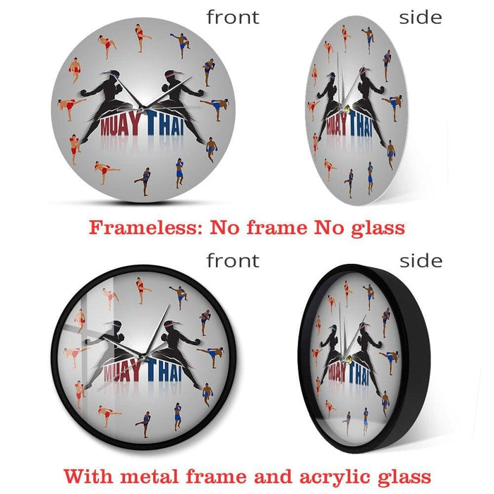 Muay Thai Job Art Modern Silent Wall Clock Boxing Fighting