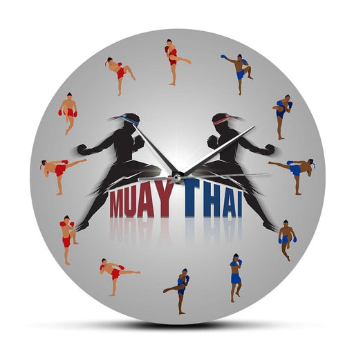 Muay Thai Job Art Modern Silent Wall Clock Boxing Fighting