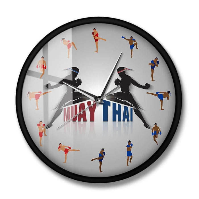 Muay Thai Job Art Modern Silent Wall Clock Boxing Fighting