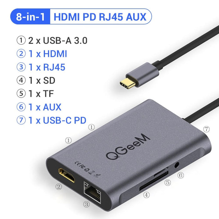 Multi Usb 3.1 Type c Hub 3.0 2.0 Hdmi Adapter Pd Dock