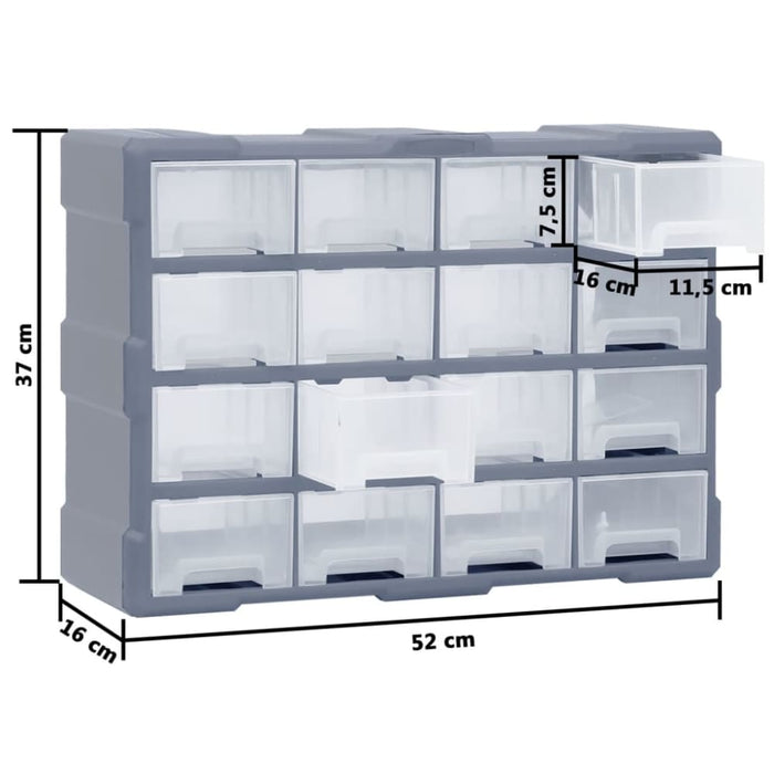 Multi-drawer Organiser with 16 Middle Drawers 52x16x37 Cm