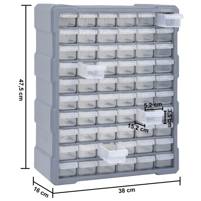 Multi - drawer Organiser With 60 Drawers 38x16x47.5 Cm