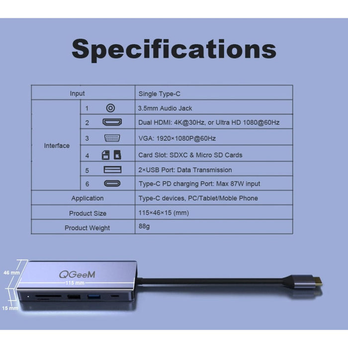 Multi Dual Hdmi Vga Micro Sd Card Readers Aux Pd Otg Usb