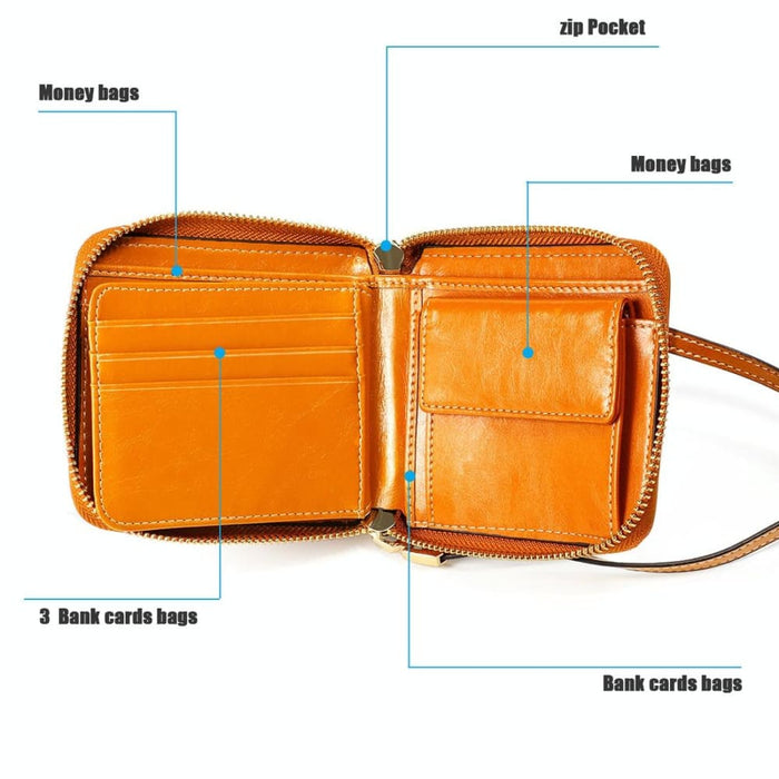 Multi Function Rfid Leather Wallet With Lanyard