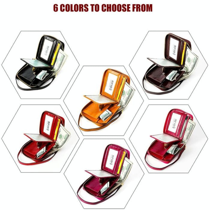 Multi Function Rfid Leather Wallet With Lanyard