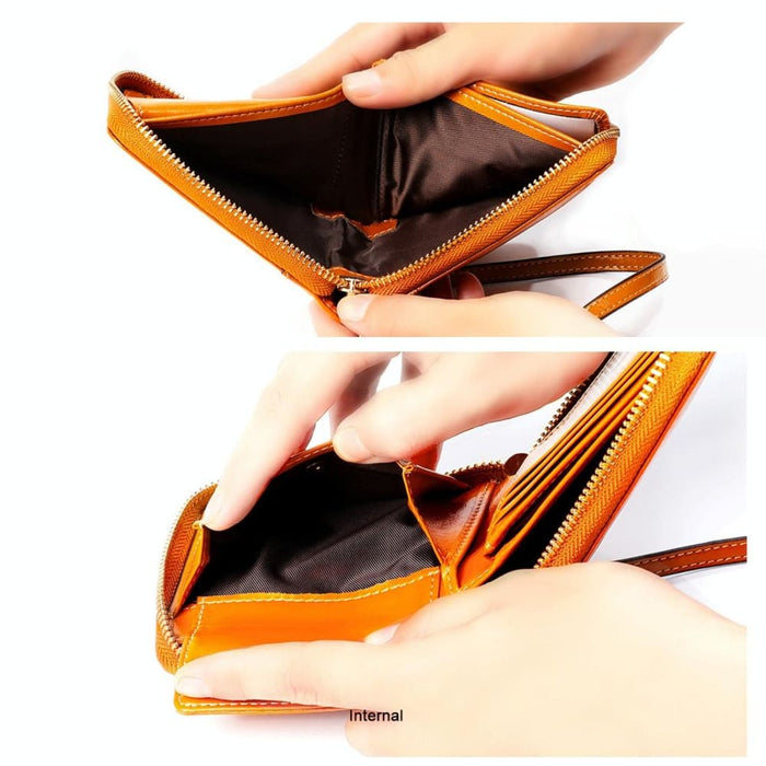 Multi Function Rfid Leather Wallet With Lanyard