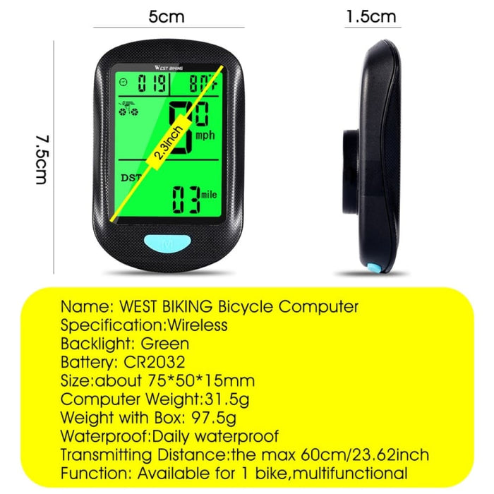 Multi - functional Wireless Bicycle Speedometer With Led