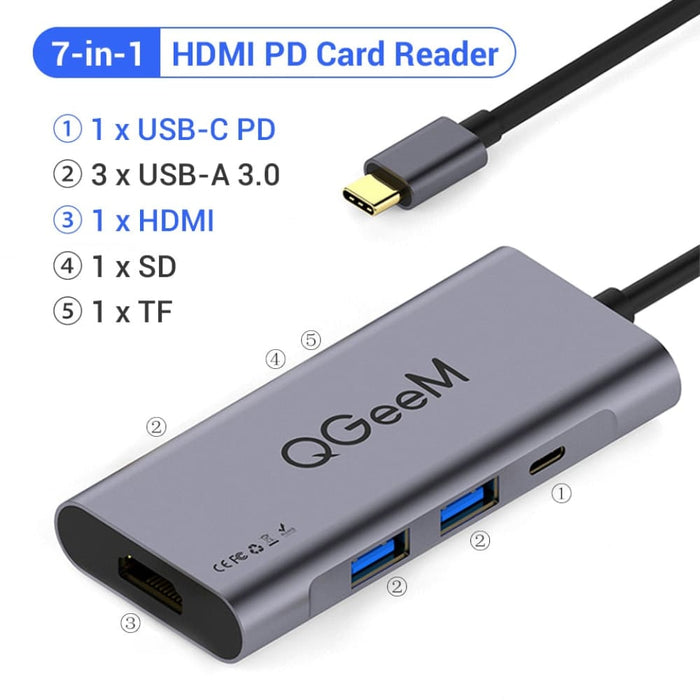 Multi Usb Hub Type c 3.0 Hdmi Vga Micro Sd Card Readers