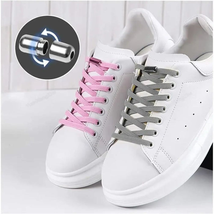 Multicolour Lock no Tie Elastic Sneakers Elderly Quick