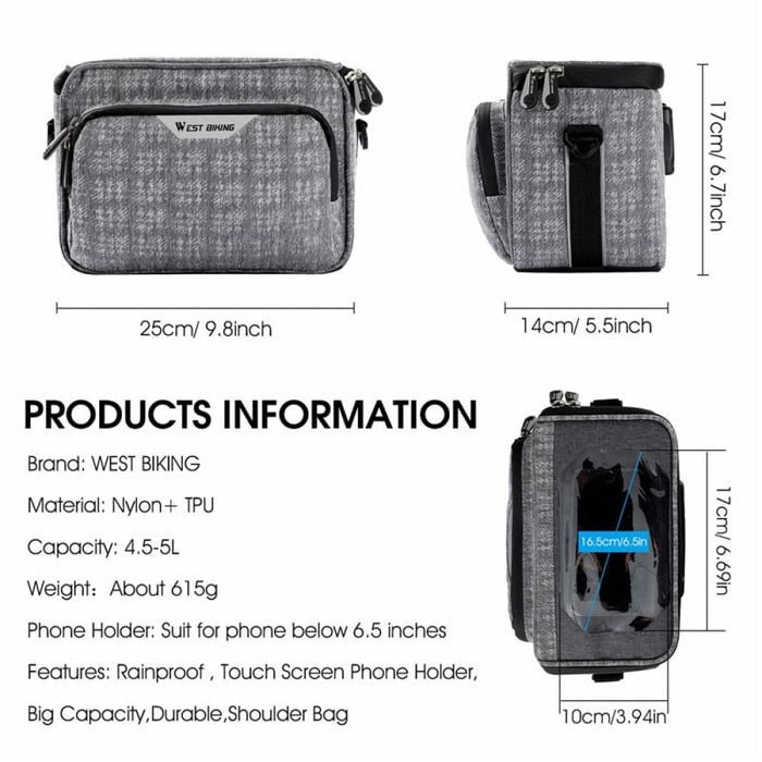 Multifunctional Handlebar Bag With Built - in Touch Screen