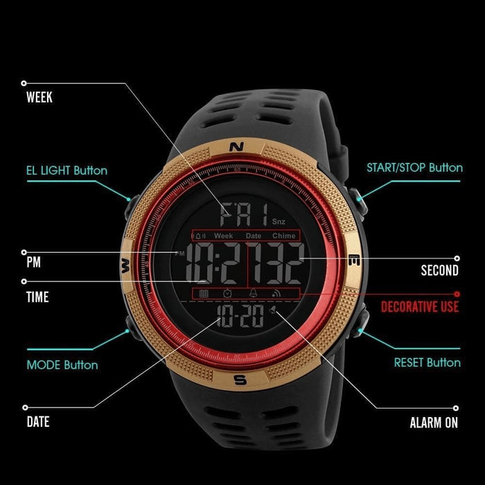 Multifunctional Waterproof Led Digital Wristwatch