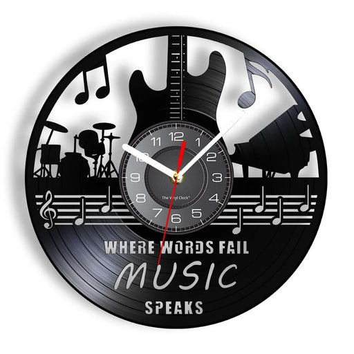Music Speaks Vinyl Record Wall Clock