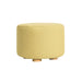 Mustard Yellow Fabric Ottoman Round Wooden Leg Foot Stool