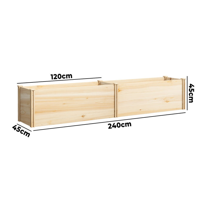 Garden Bed 240X45X45Cm Raised Wooden Planter Box Container Growing Plant