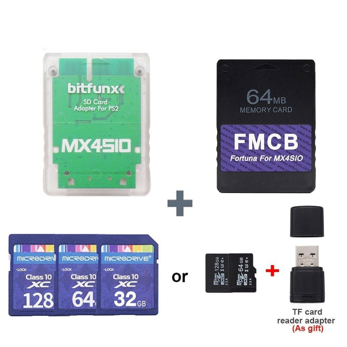 Mx4sio Sio2sd Sd Card Adapter And Fortuna 64mb Fmcb
