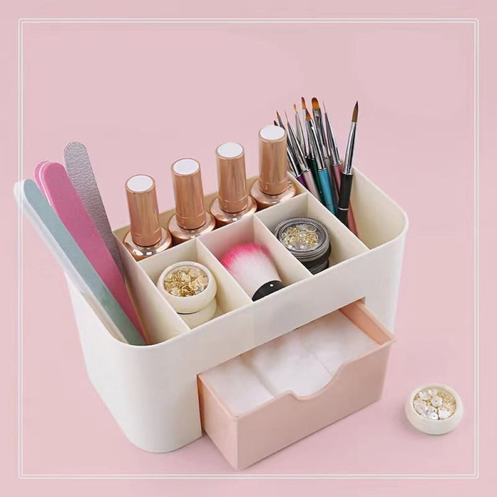 Nail Storage Box Plastic Drawer Style Easy to Clean Desktop