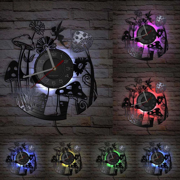 Nature Themed Vinyl Record Clock for Kids Room