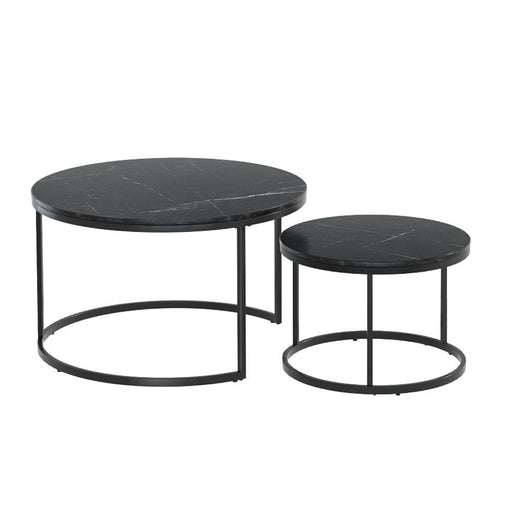 Nesting Coffee Tables Set of 2 Marble-effect Top 80/60cm