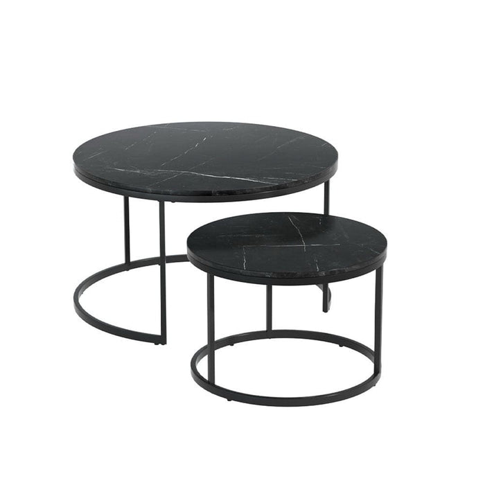 Nesting Coffee Tables Set of 2 Marble-effect Top 80/60cm