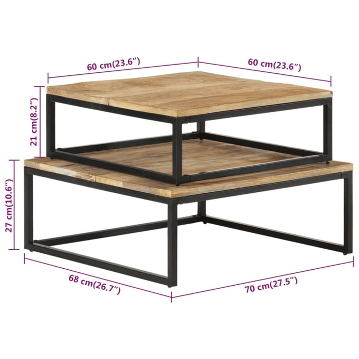 Nesting Coffee Tables 2 Pcs Solid Mango Wood Txbtnk