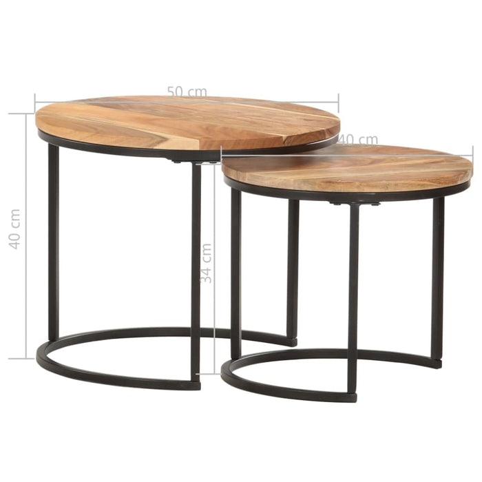 Nesting Tables 2 Pcs Solid Wood Acacia Xnlonl