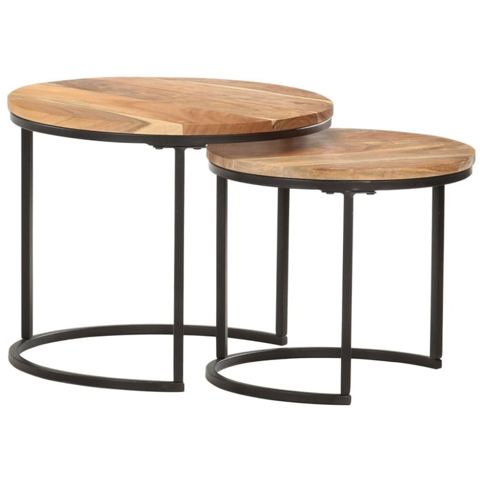 Nesting Tables 2 Pcs Solid Wood Acacia Xnlonl