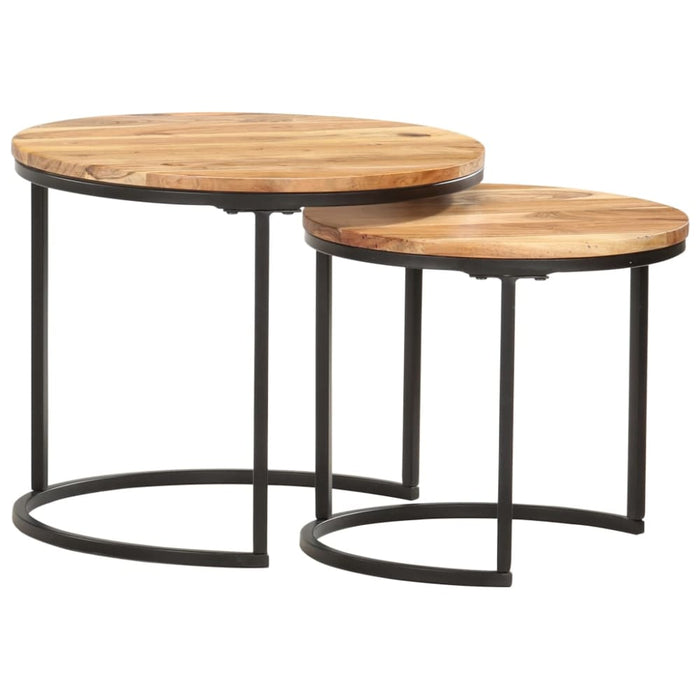 Nesting Tables 2 Pcs Solid Wood Acacia Xnlonl