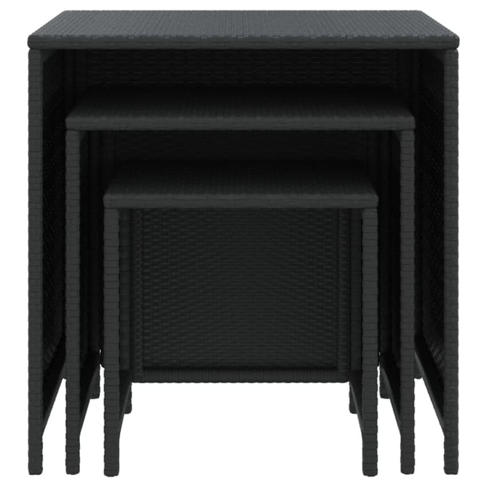 Nesting Tables 3 Pcs Black Poly Rattan Tokaox