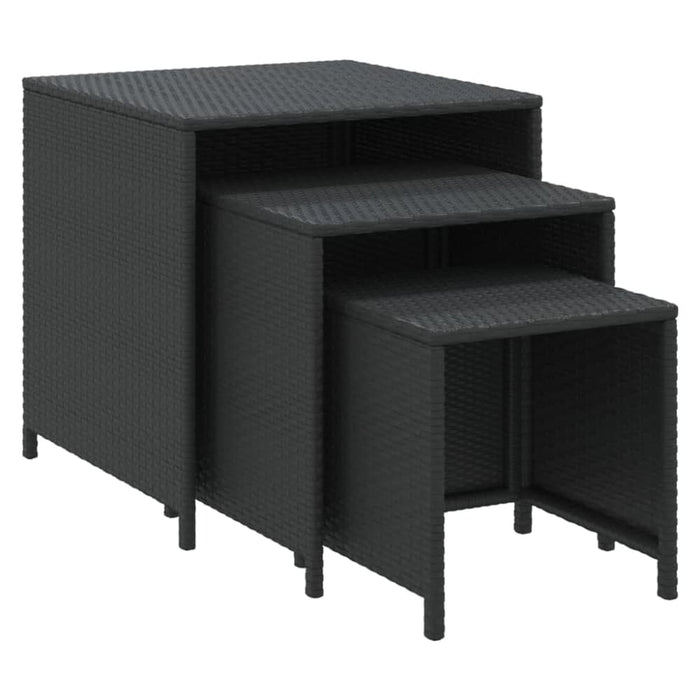 Nesting Tables 3 Pcs Black Poly Rattan Tokaox