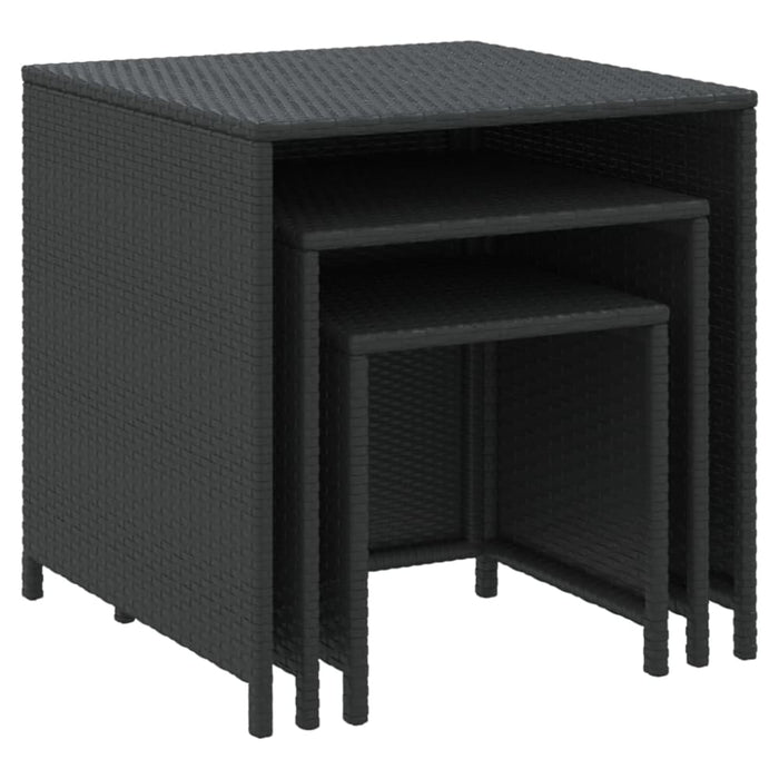 Nesting Tables 3 Pcs Black Poly Rattan Tokaox