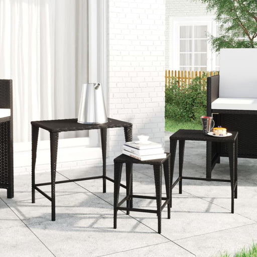 Nesting Tables 3 Pcs Black Poly Rattan Toktna