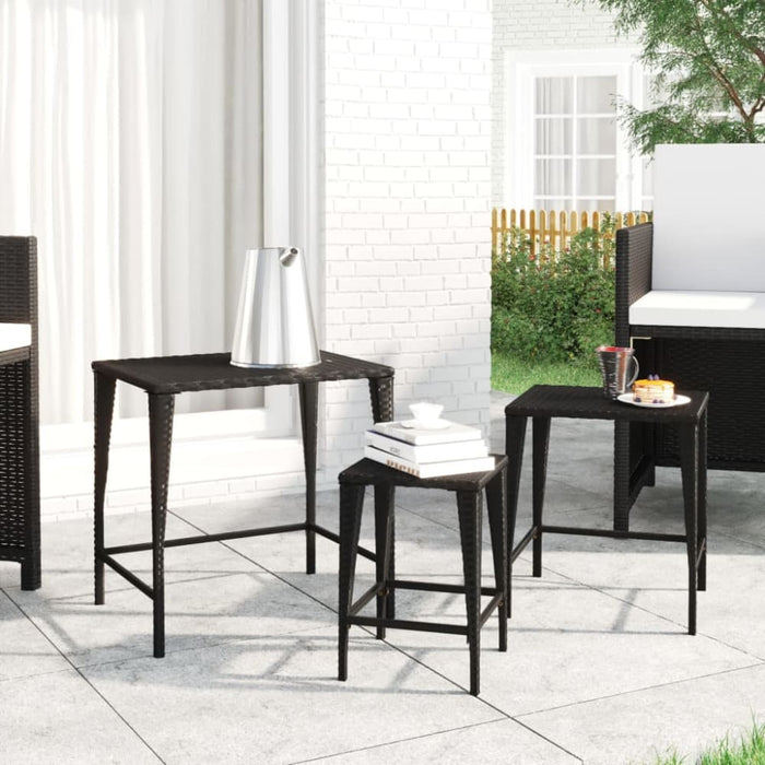 Nesting Tables 3 Pcs Black Poly Rattan Toktna