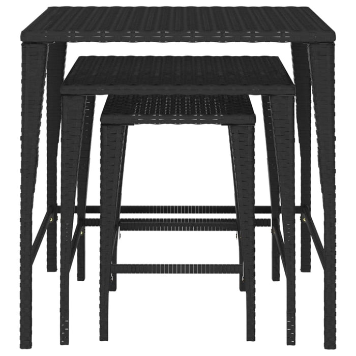Nesting Tables 3 Pcs Black Poly Rattan Toktna
