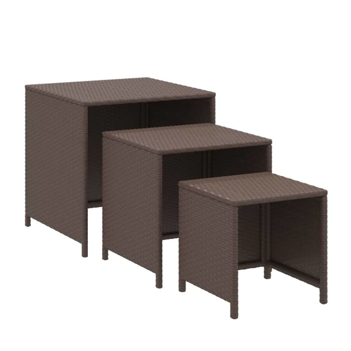 Nesting Tables 3 Pcs Brown Poly Rattan Tokaot