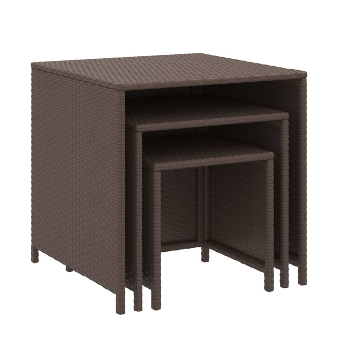 Nesting Tables 3 Pcs Brown Poly Rattan Tokaot