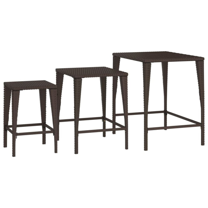 Nesting Tables 3 Pcs Brown Poly Rattan Toktnp